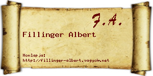 Fillinger Albert névjegykártya
